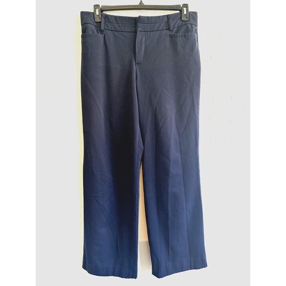 Nine West Navy Blue Dress Pants Woman's Size 31/12 Wide Leg Office Career‎ Work
